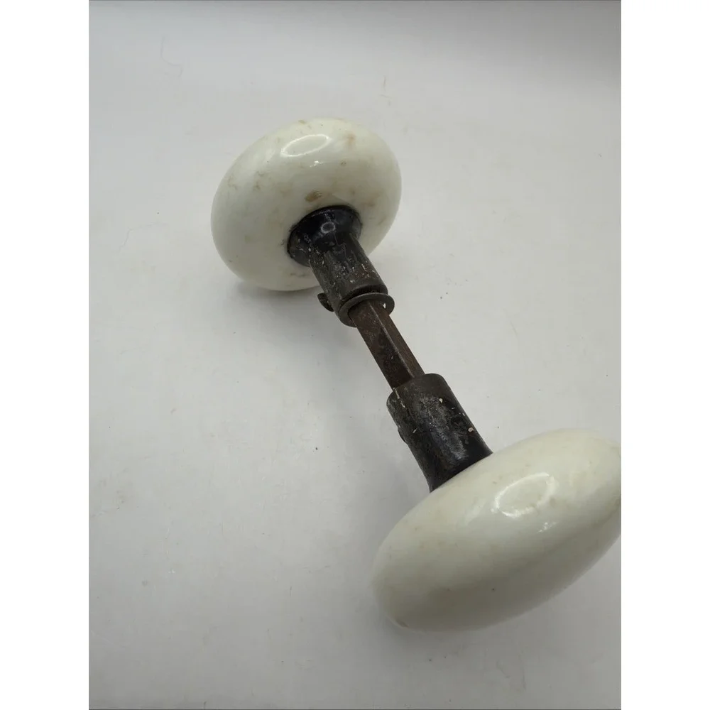 Antique White Porcelain Door Knob Set Ironstone Doorknobs Rustic Hardware
